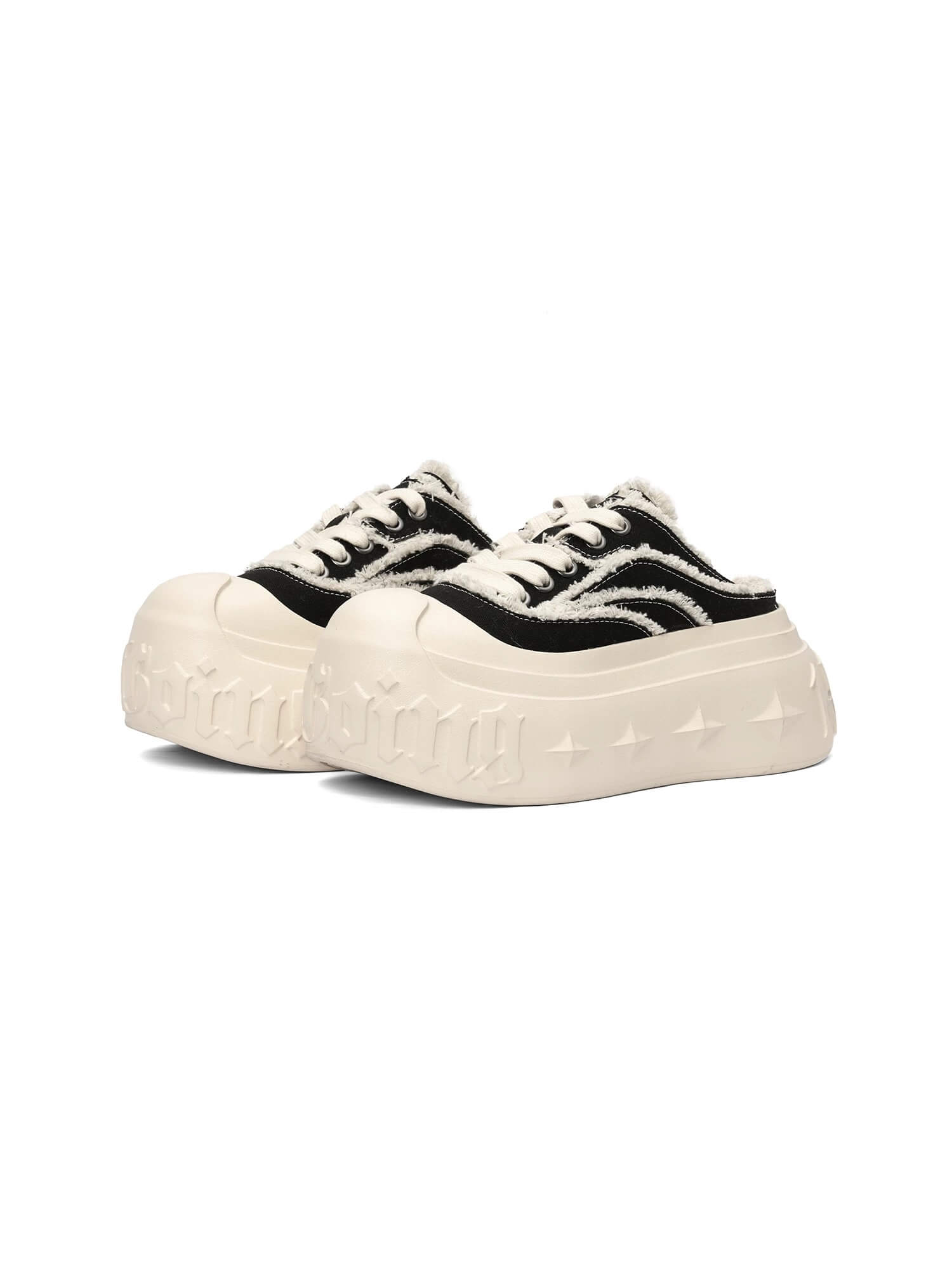 1807 INF-008 Gothic Lace Up Canvas Chunky Half Sneakers