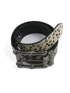 S45 Snake Pattern Studded Metal Buckle Belt