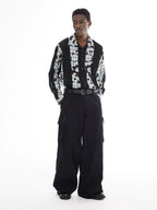 EMPTY REFERENCE Plaid Lace Patchwork Long Sleeve Shirt