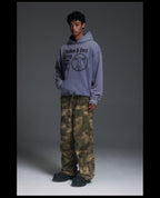 NOVACAM Washed Distressed Black Circle Hoodie