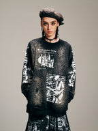 VENTUREK Graffiti Letter Dot Spray Print Sweatshirt