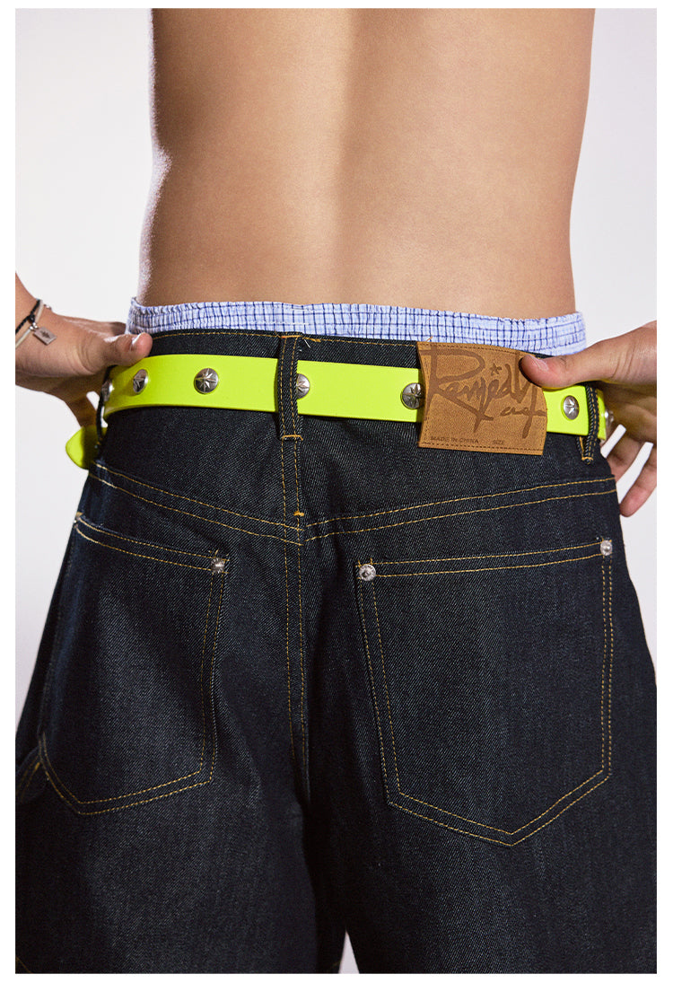 Remedy Neon Metal Studded Leather Belt
