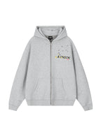 Achock Floral Embroidery Zipper Hoodie
