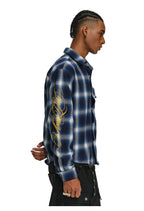 ANTIDOTE Embroidered Flannel Plaid Long Sleeve Shirt