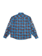 EVILKNIGHT(EK) Floral Embroidered Plaid Long Sleeve Shirt