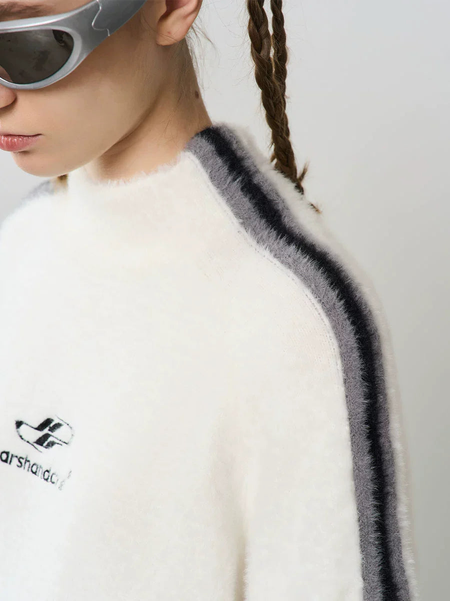 Harsh and Cruel Striped Mohair Logo Knit Sweater
