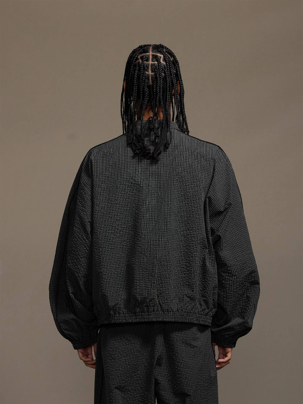 1807 Textured Plaid Track Jacket