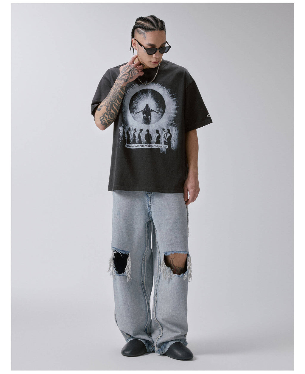 F2CE Inside Out Washed Distressed Ripped Jeans