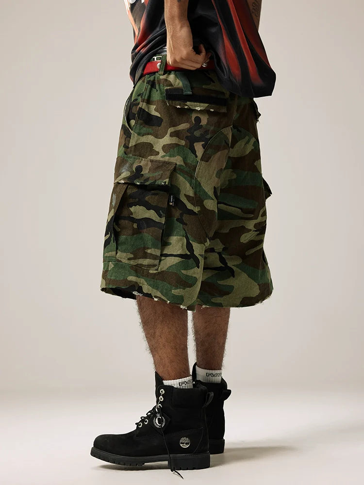 Remedy Paint Stained Camouflage Work Cargo Shorts