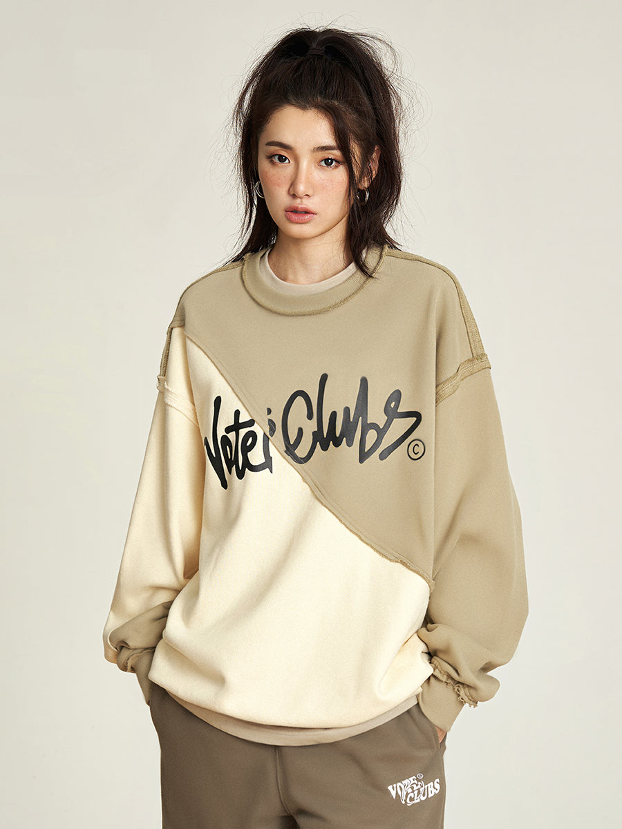 VOTE Spliced Raw Edge Sweatshirt