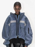 BLIND NO PLAN Washed Distressed MA-1 Work Jacket