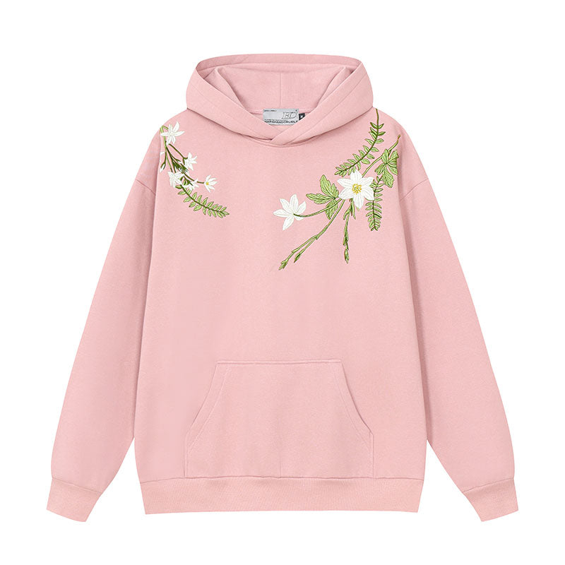 Harsh and Cruel Floral Garland Embroidered Text HACR Hoodie