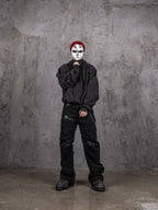 UNDERWATER Aged Silhouette Shirred Biker Armor Zip-Up Hoodie