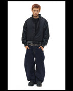 NOVACAM PU Leather Sleeve Puffer Varsity Jacket