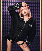 MEDM × JOJO Plaid Hooded Washed Zip Up Hoodie
