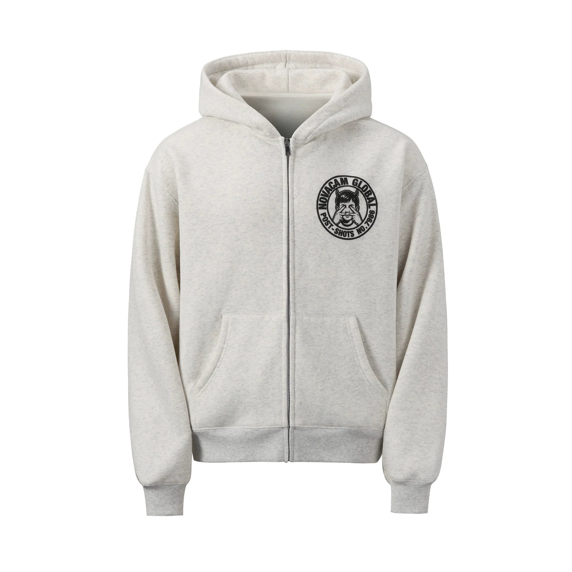 NOVACAM Vintage Monogram Print Zip Up Hoodie