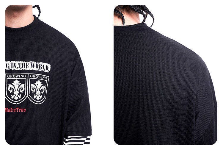 F3F Select Layered Stripe Long Sleeve Waffle Tee