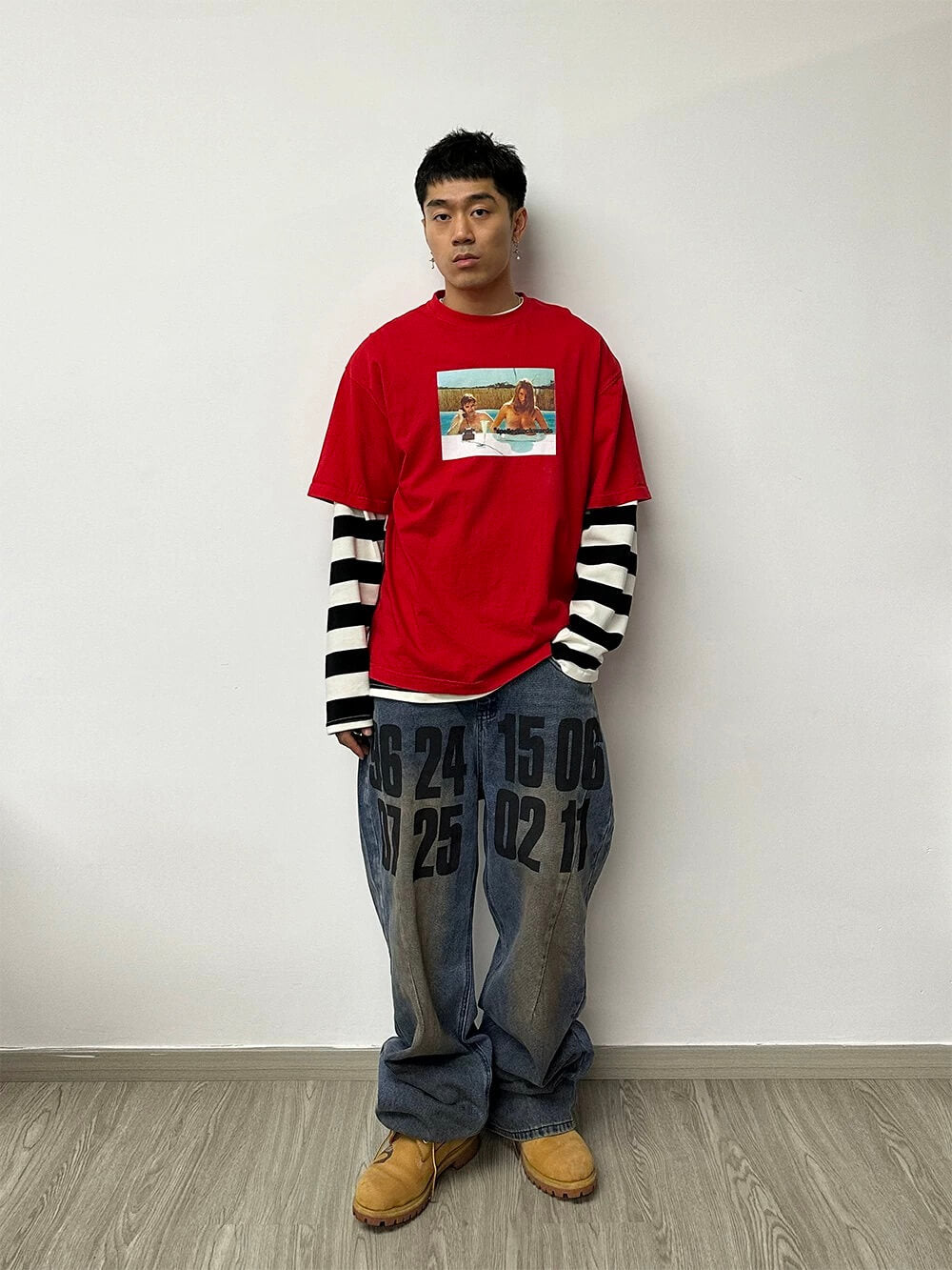 EVETS Dirty Wash Print Jeans