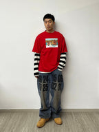 EVETS Dirty Wash Print Jeans