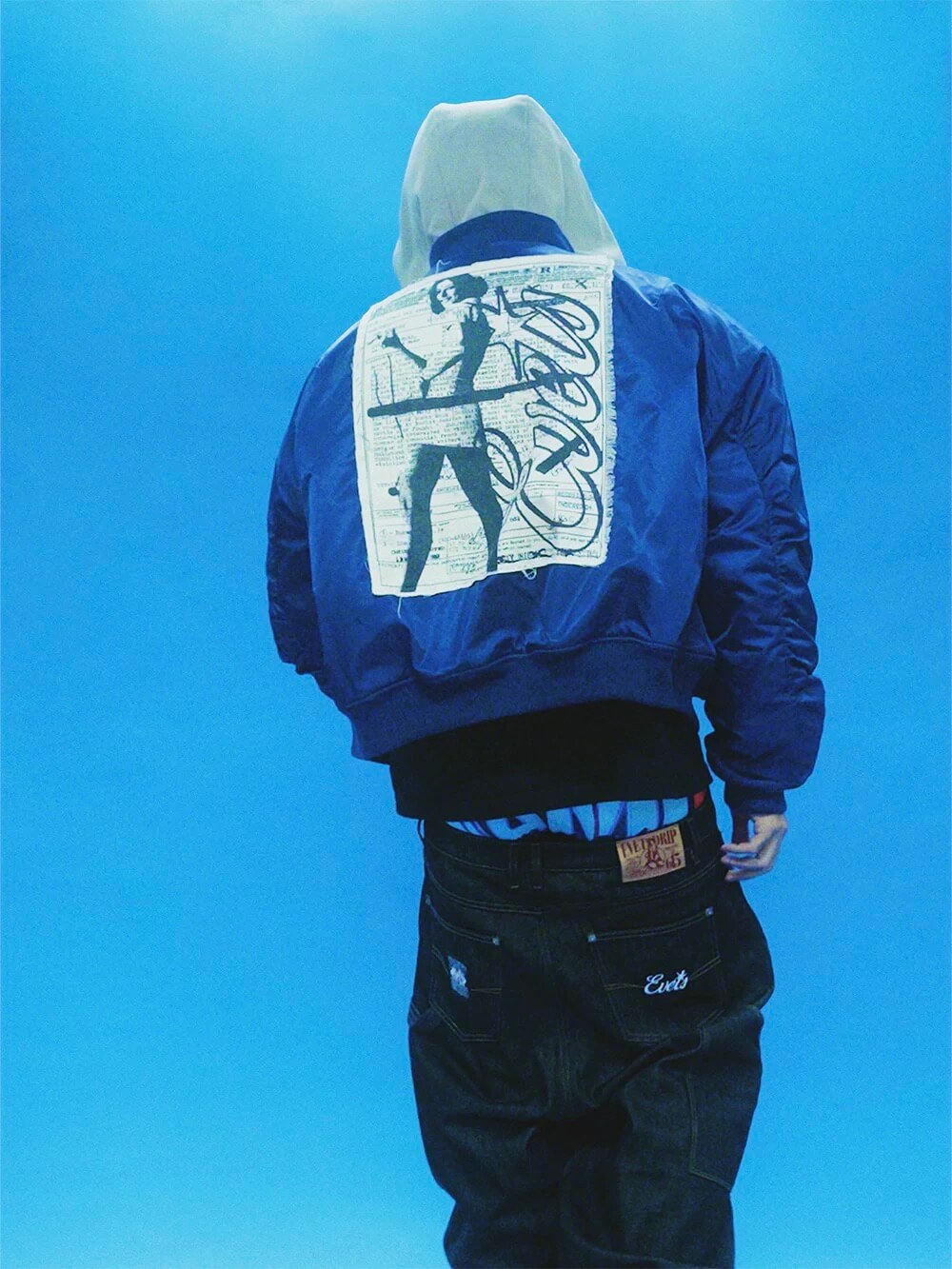 EVETS Blue MA-1 Hooded Bomber Jacket