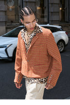 STEEPC Houndstooth Wool Blend Short Suit Jacket