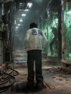 UNDERWATER White Demon Print Distressed Long Sleeve Tee