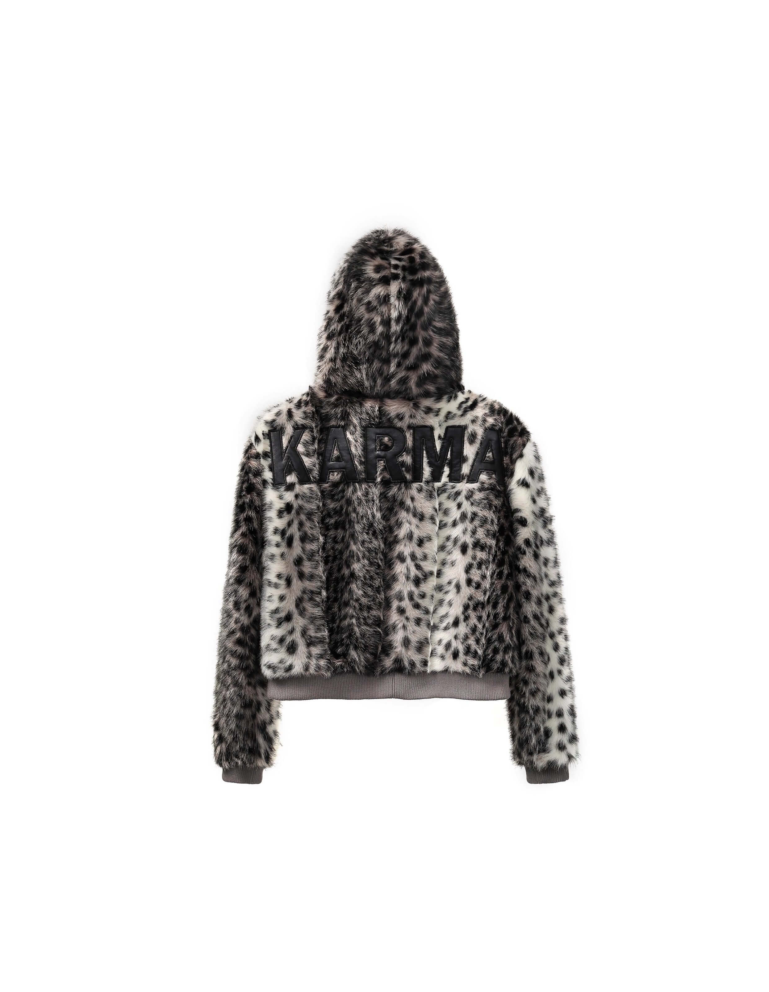 KARMANISTIC Leopard Fur Hooded Jacket