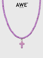 AWE Stone Beads Cross Necklace