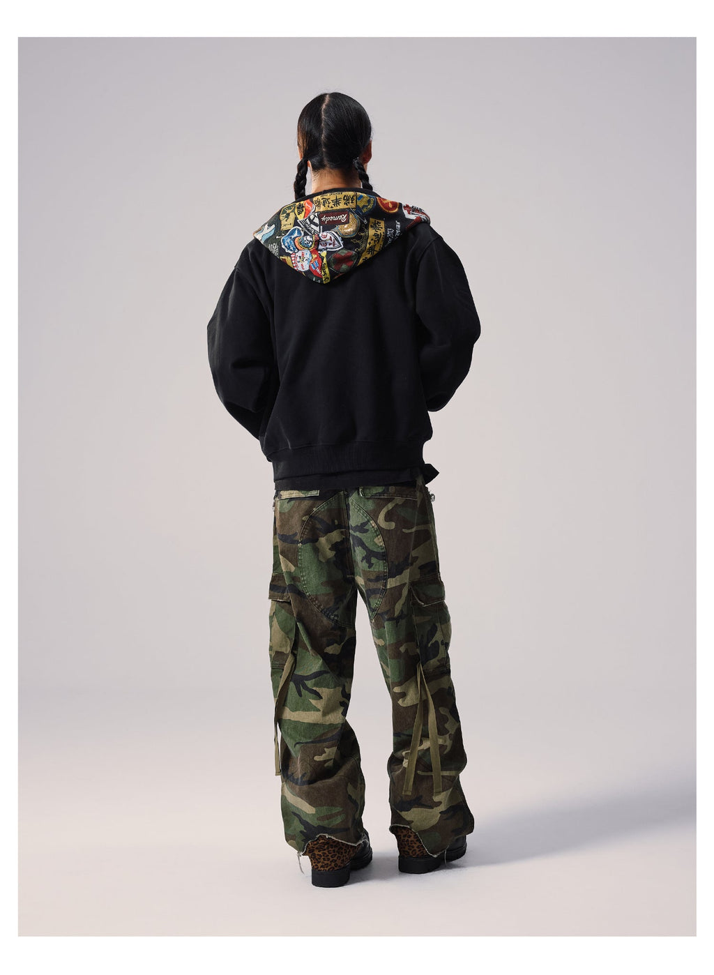 Remedy Badge Print Hood Zip Up Hoodie