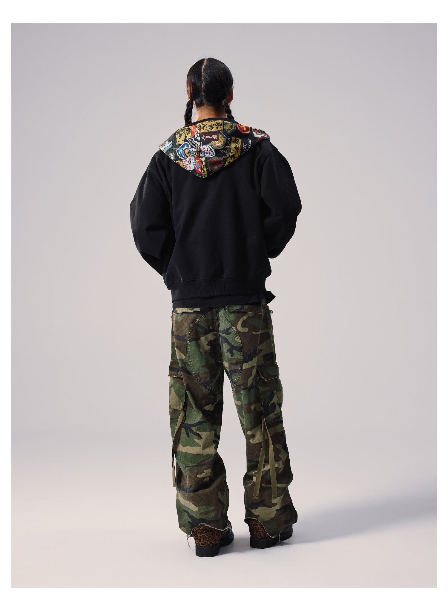 Remedy Badge Print Hood Zip Up Hoodie
