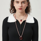 AWE Red Heart Pearl Necklace