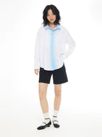 EMPTY REFERENCE White Blue Stripe Gradient Long Sleeve Shirt