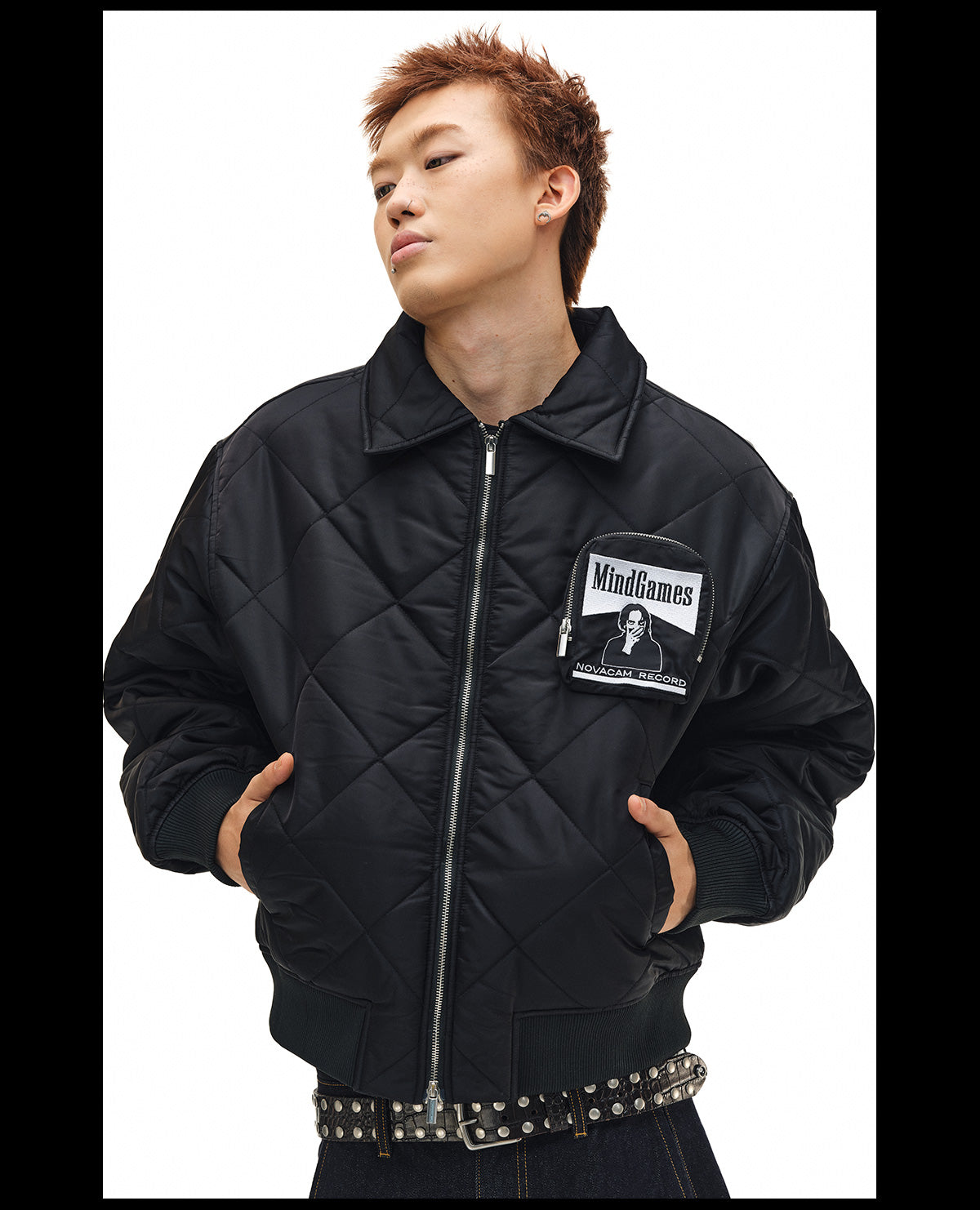 NOVACAM Diamond Plaid Quilted Puffer Jacket
