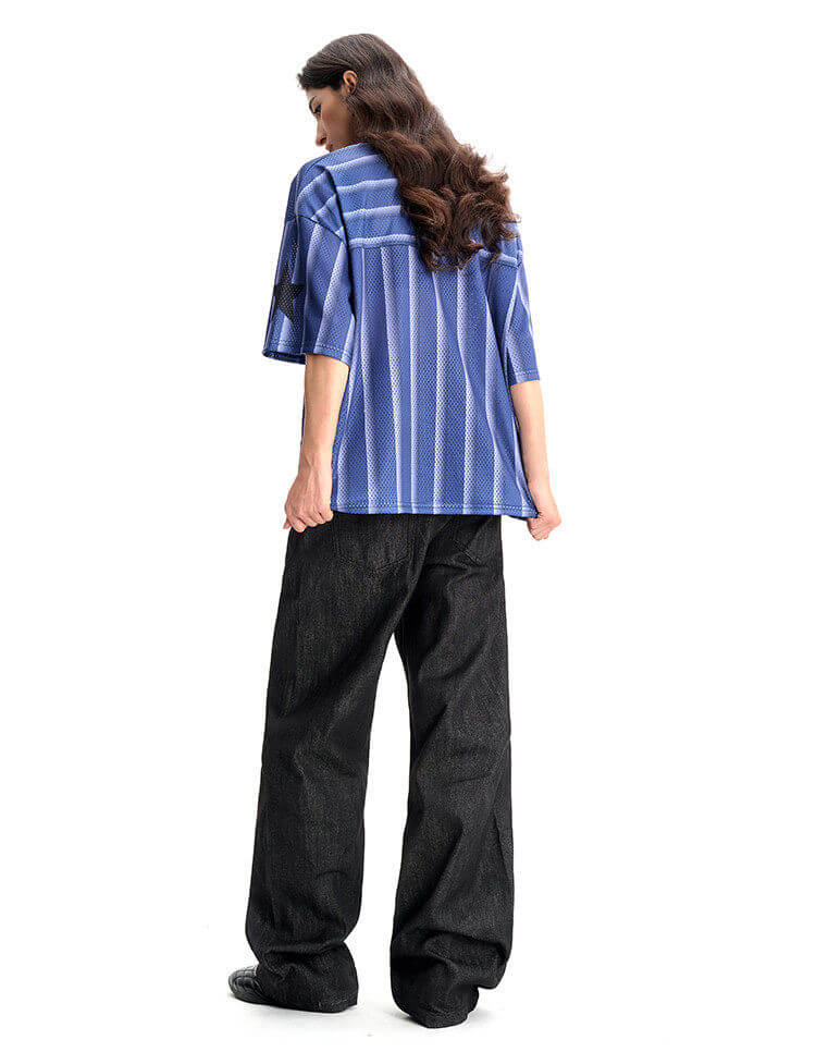 F3F Select Striped Mesh V Neck Short Sleeve Soccer Jersey