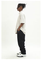 Cashrules Embroidered Loose Black Denim Pants