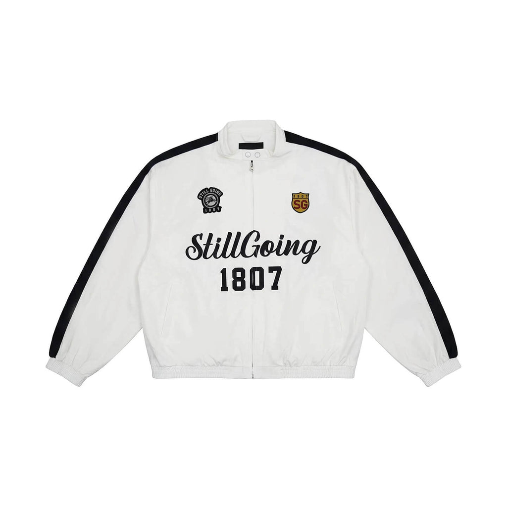 1807 Logo Print and Patch Sports Track Jacket