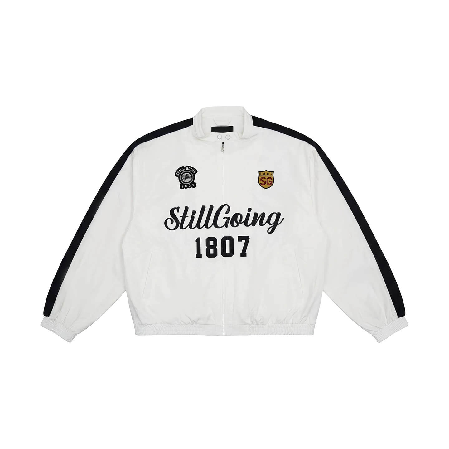1807 Logo Print and Patch Sports Track Jacket