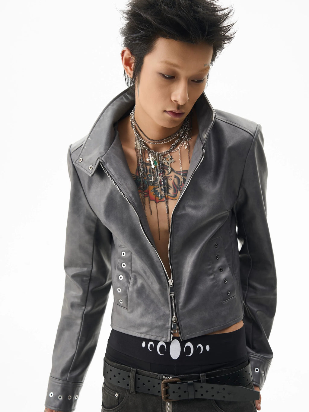 KARMANISTIC Racing Short Leather Jacket