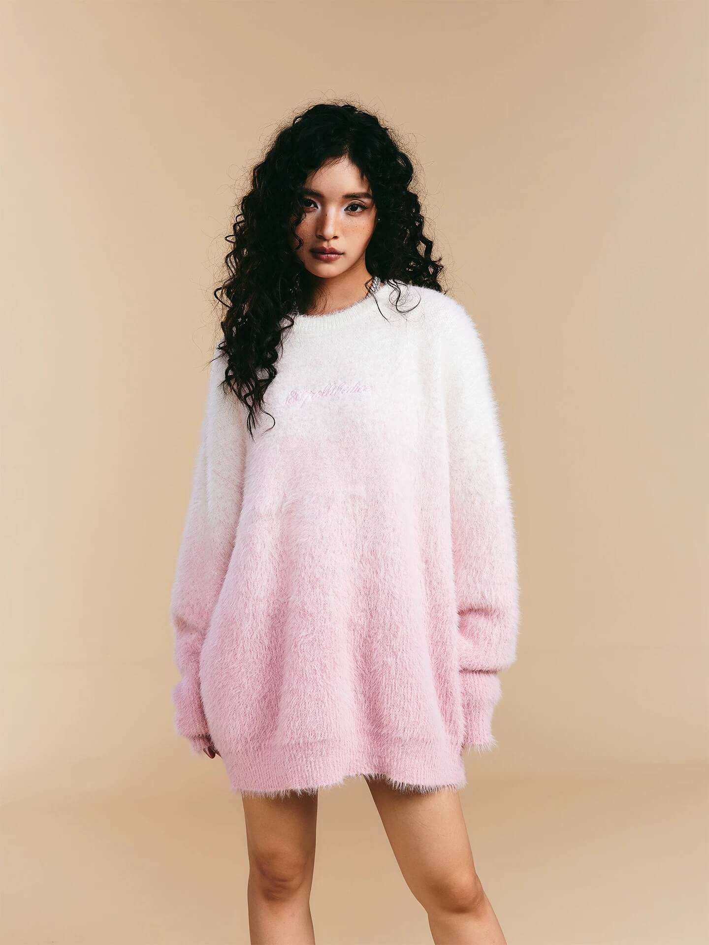 1807 Gradient Faux Mink Fur Knit Sweater