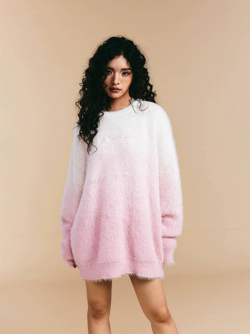 1807 Gradient Faux Mink Fur Knit Sweater