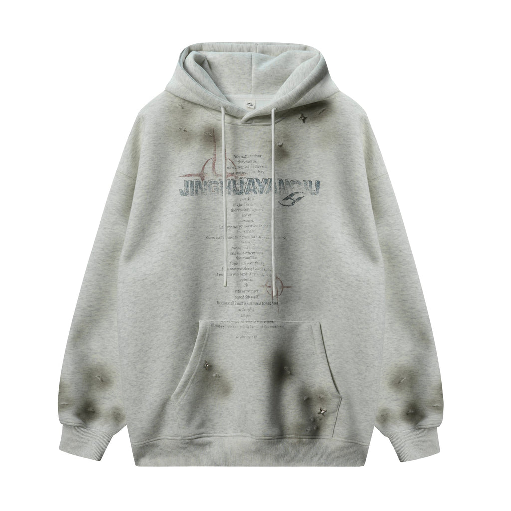 JHYQ Star Rivets and Letter Print Hoodie
