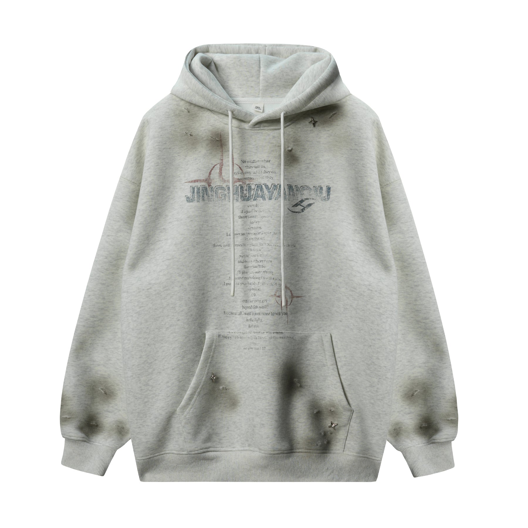 JHYQ Star Rivets and Letter Print Hoodie