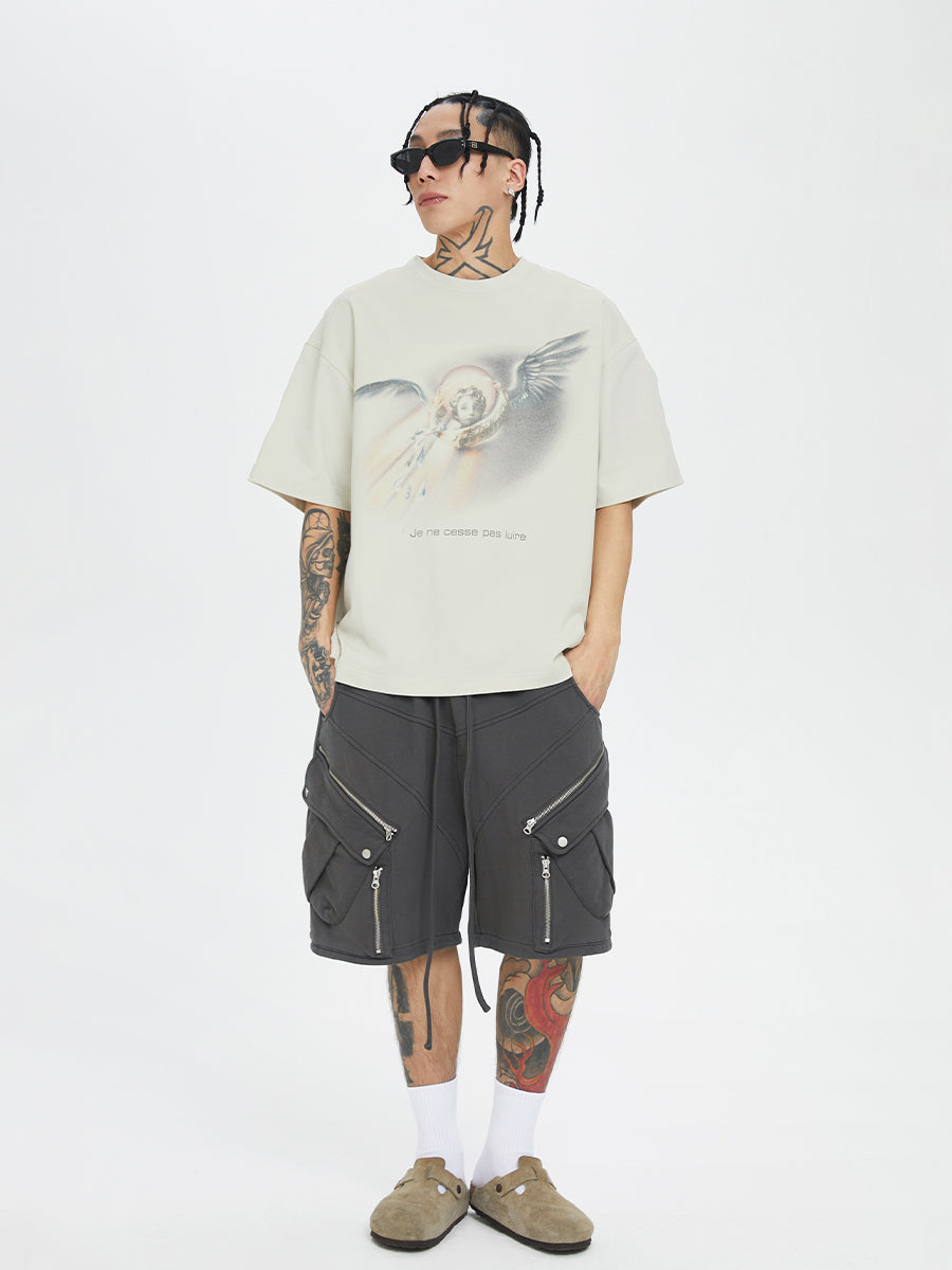 F2CE Multi-Pocket Zipper Tactical Cargo Sweat Shorts