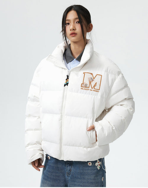 MEDM 3D Embroidered Lace Puffer Jacket