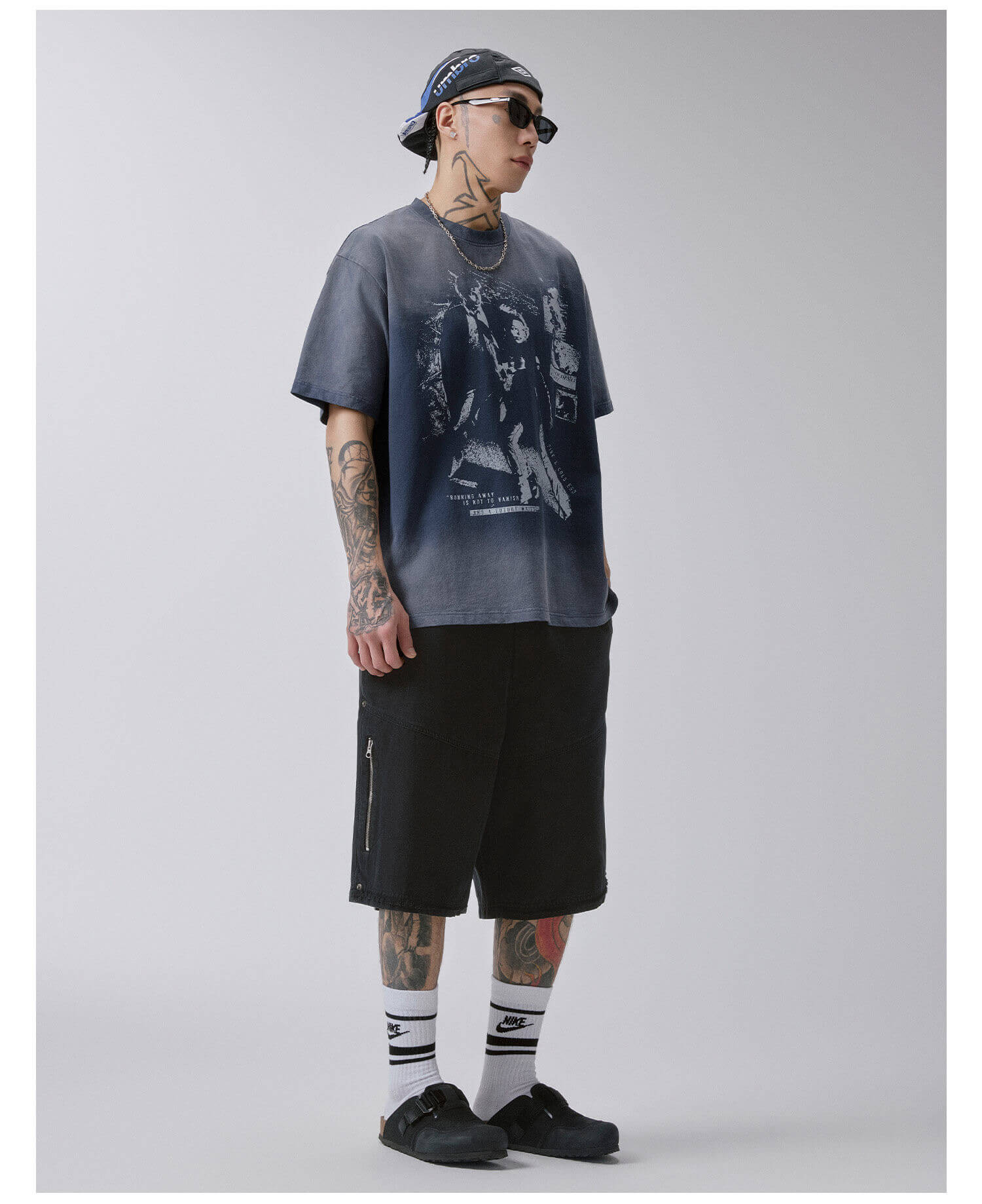 F2CE Black Washed Distressed Baggy Shorts