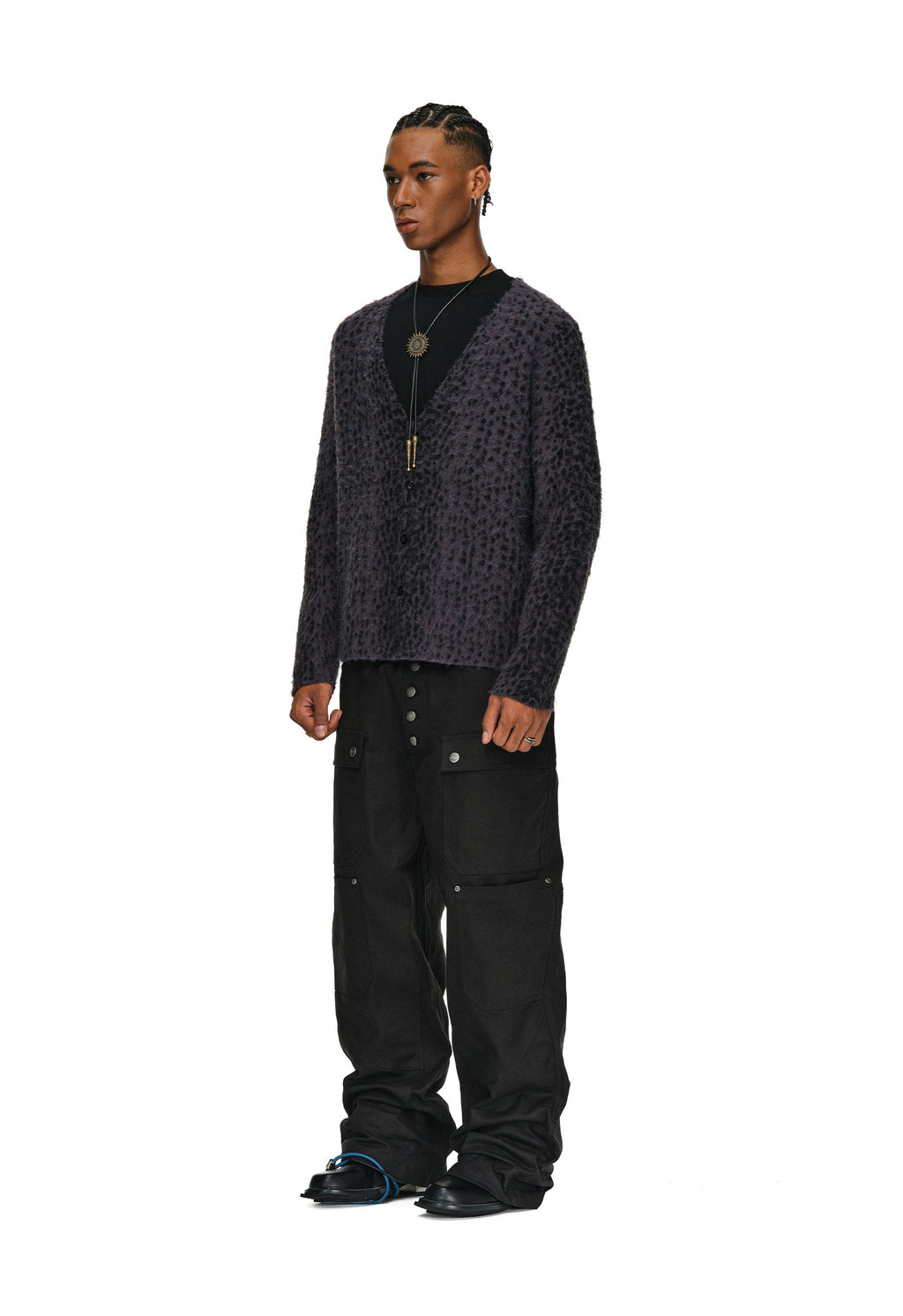 ANTIDOTE Dark Leopard Brushed Knit Cardigan
