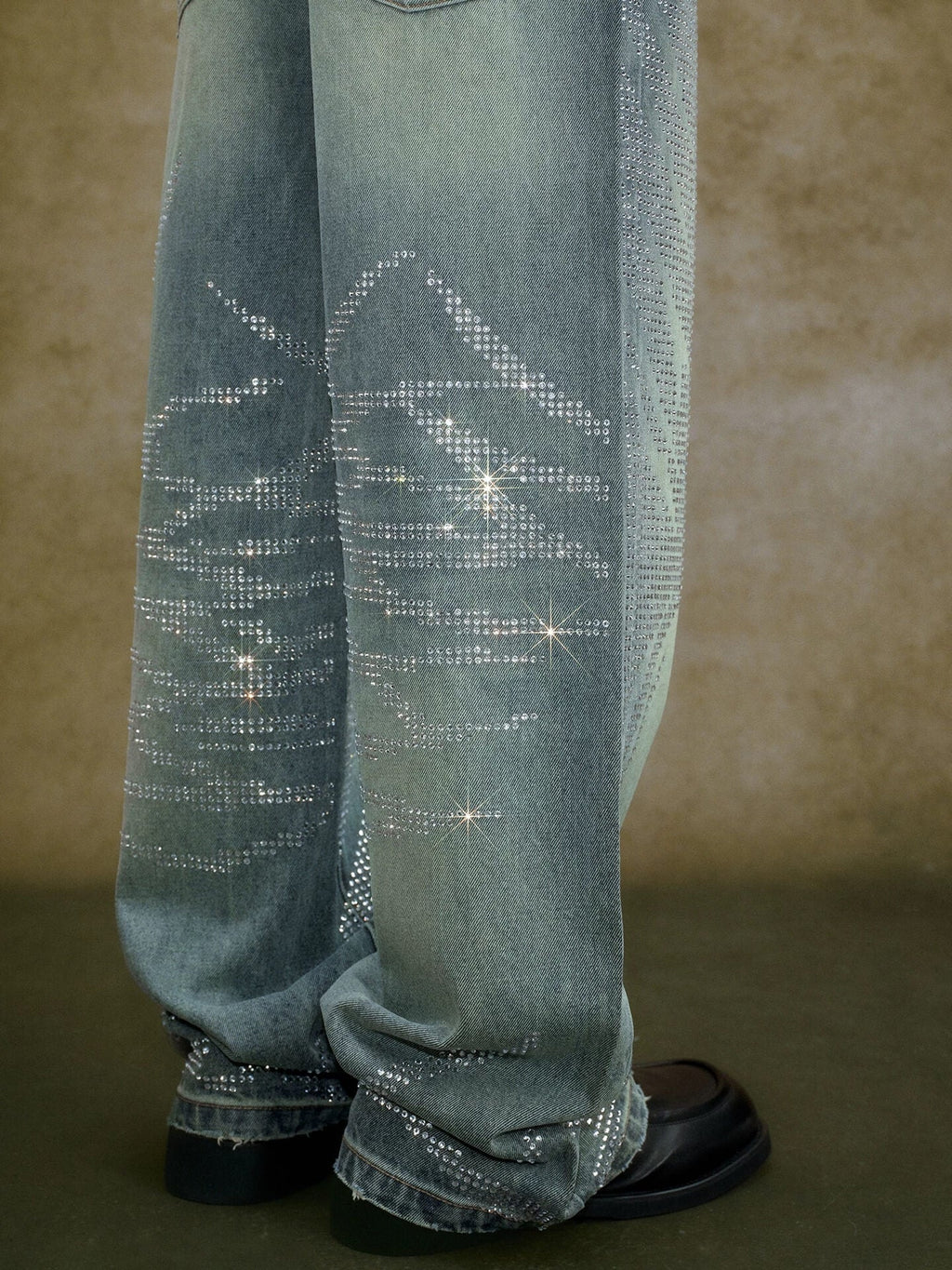 YADcrew Jeweled Rhinestone Whisker Washed Jeans