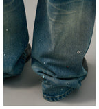 S45 Gemstone and Rhinestone Studded Washed Jeans