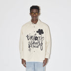 EMPTY REFERENCE Ink Graffiti Flower Print Long Sleeved Shirt