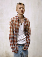 Remedy Gradient Washed Plaid Long Sleeve Shirt